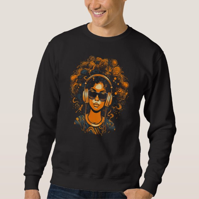 African American Woman Black Girl Music Graffiti G Sweatshirt (Vorderseite)