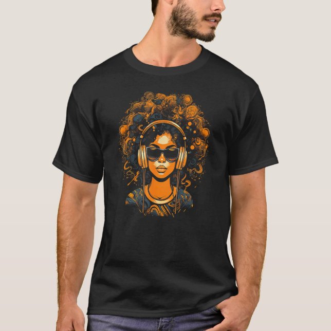 African American Woman Black Girl Music Graffiti G T-Shirt (Vorderseite)