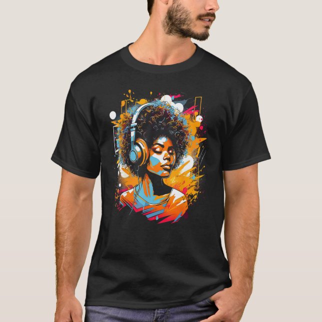 African American Woman Black Girl Music Graffiti G T-Shirt (Vorderseite)