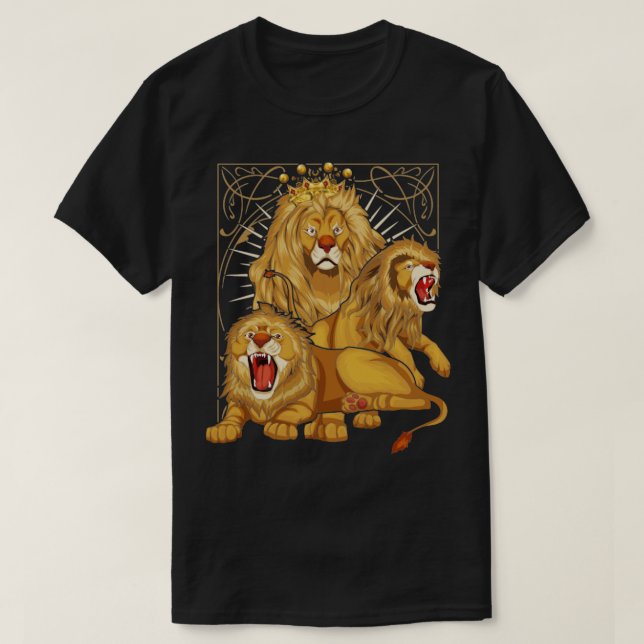 African Animal Lover ZoAnimal Crown Lion T-Shirt (Design vorne)