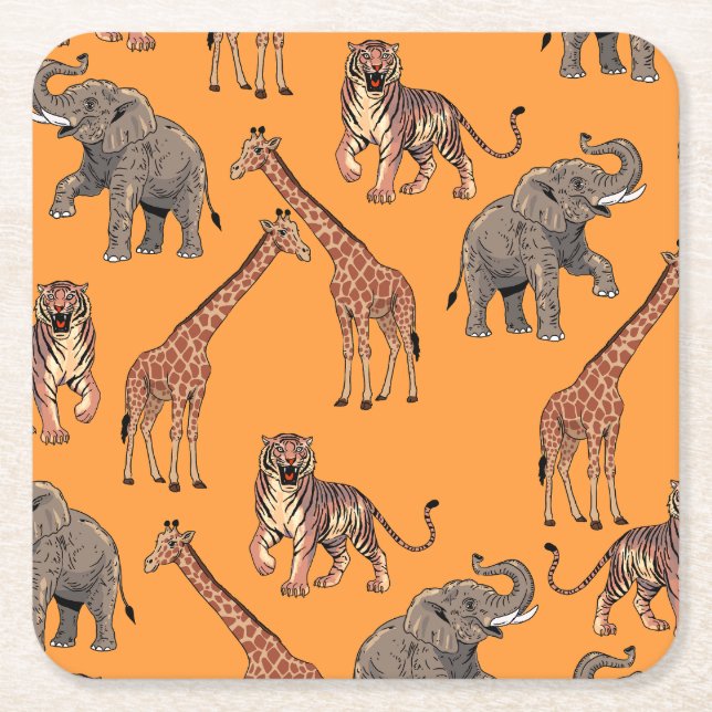 African Animal Pattern Rechteckiger Pappuntersetzer (Vorderseite)