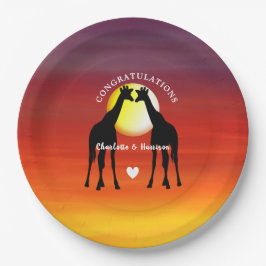 African Animal Safari Sunset Personalisiert Pappteller
