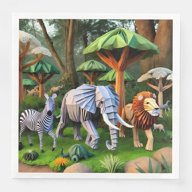  African animals in origame Serviette (Vorderseite)