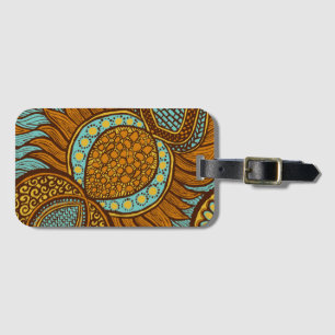 African Ankara Aquamarin Global Floral Luggage Gepäckanhänger