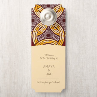 African Ankara Blue Gold Floral Hotel Door Hanger Türanhänger