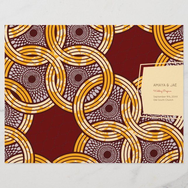 African Ankara Kitenge Gold Floral Program Cover (Vorderseite)