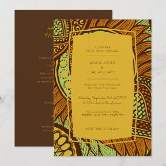 African Ankara Limon Floral Wedding Einladung