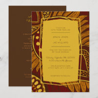 African Ankara Maroon Floral Wedding Einladung