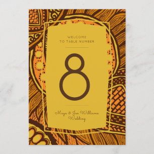 African Ankara Orange Gold Floral Tischnummer