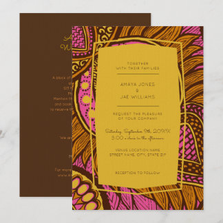 African Ankara Pink Floral Wedding Einladung