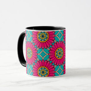 African Ankara Print Magenta & Aquamarin Tasse