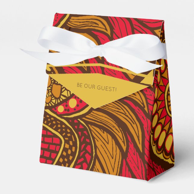 African Ankara Red Brown Gold Floral Geschenkschachtel (Vorderseite)