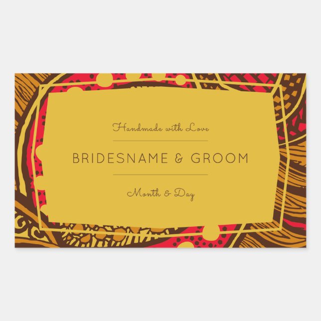African Ankara Red Global Floral Gift Label Rechteckiger Aufkleber (Vorderseite)