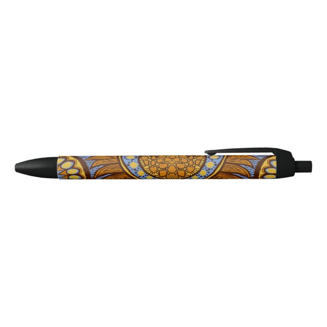 African Ankara Sky Blue Floral Pen Kugelschreiber (Oberseite)