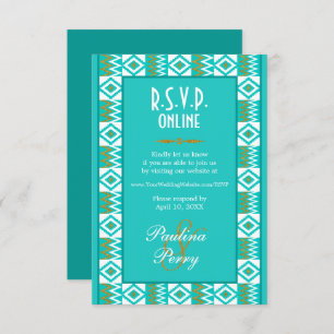 African Aqua Aquamarin Blue Kente UAWG Online-Buch RSVP Karte