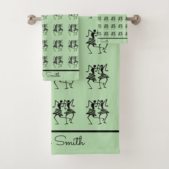 African Art, Celebration Silhouette Dancers Badhandtuch Set (Insitu)