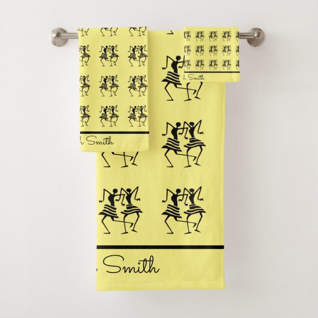 African Art, Celebration Silhouette Dancers Badhandtuch Set (Insitu)