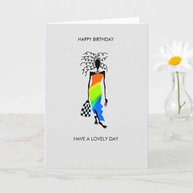 African Art Elegante Fashion Lady Birthday Card Karte (Kleine Pflanze)