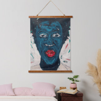 African Art Hanging Tapestry Wandteppich Mit Holzrahmen