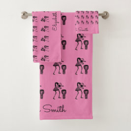 African Art, Happy Djembe Drum Player Badhandtuch Set