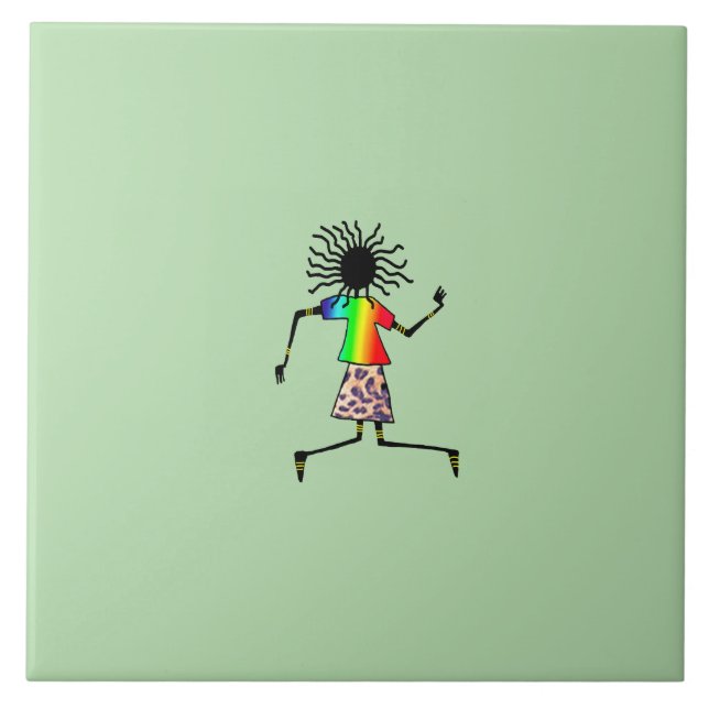 African Art, Niedlich Happy Dancer Fliese (Vorderseite)