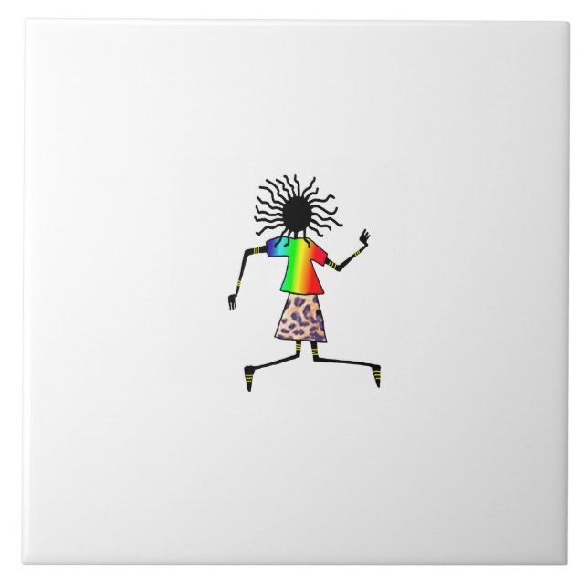 African Art, Niedlich Happy Dancer Fliese (Vorderseite)