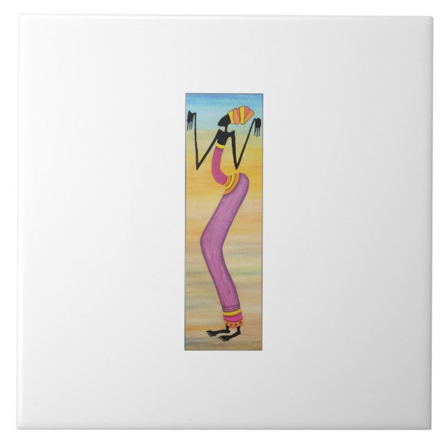 African Art Niedlich und stilvoll Girl Fliese (Vorderseite)