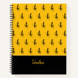 African Art, Silhouette athlete, Orange Notizbuch