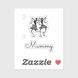 African Art, Silhouette Celebration Dancers Pink Aufkleber