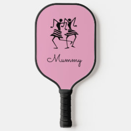 African Art, Silhouette Celebration Dancers Pink Pickleball Schläger