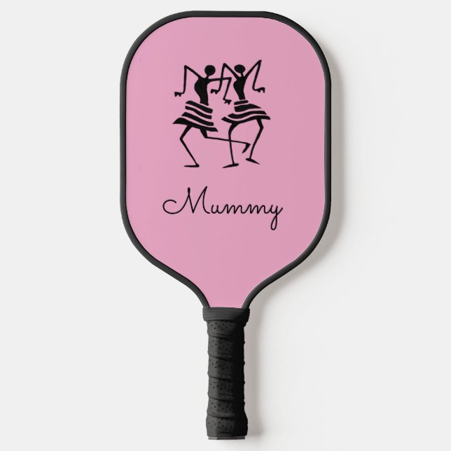 African Art, Silhouette Celebration Dancers Pink Pickleball Schläger (Vorderseite)