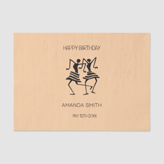 African Art, Silhouette Celebration Dancers Seidenpapier (Vorderseite)