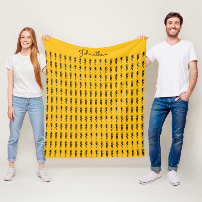 African Art, Silhouette Guitarist Pattern Fleecedecke (Beispiel)