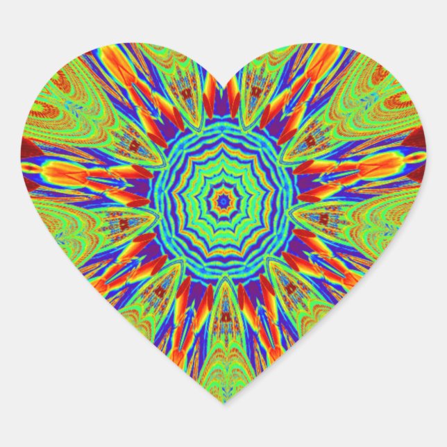 African Asian European Ethnic Pattern Herz-Aufkleber (Vorderseite)