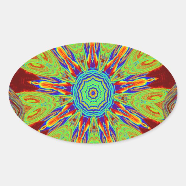 African Asian European Ethnic Pattern Ovaler Aufkleber (Vorderseite)
