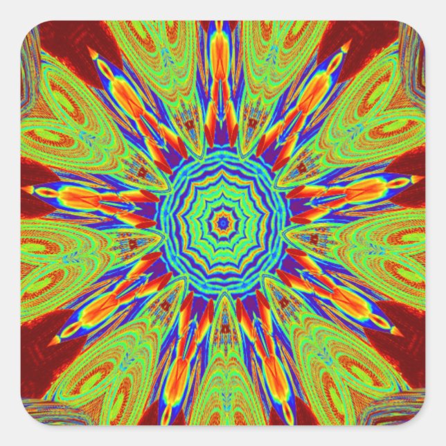 African Asian European Ethnic Pattern Quadratischer Aufkleber (Vorderseite)