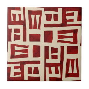 African Bakuba Map Tribal Tile Fliese
