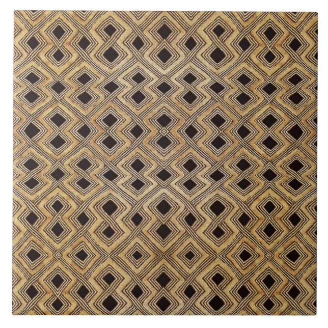 African BaKuba Tribal Ceramic Tile Fliese (Vorderseite)