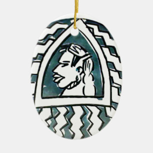African Beauty Bongo Maasai Portrait Keramik Ornament