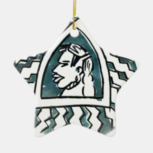 African Beauty Bongo Maasai Portrait Keramik Ornament