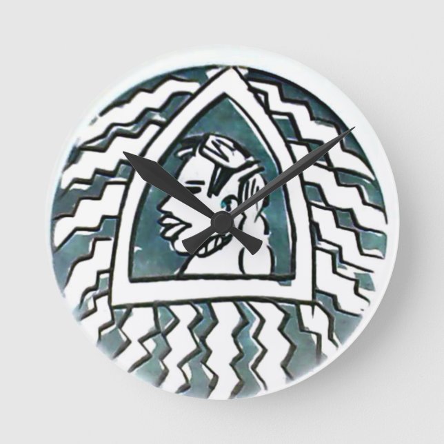 African Beauty Bongo Maasai Portrait Runde Wanduhr (Vorderseite)