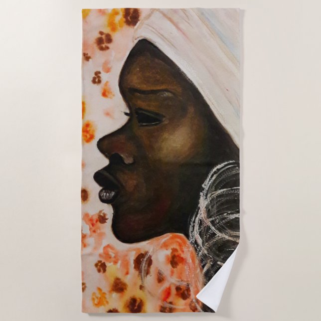 African Beauty Hübsch Woman Beach Handtuch (Vorderseite)