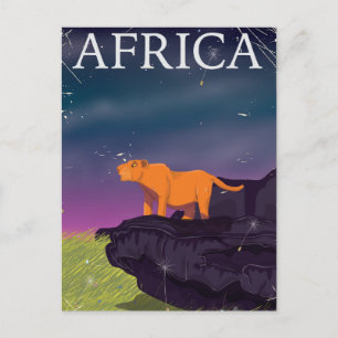 African Big Cat Vintage Poster Postkarte