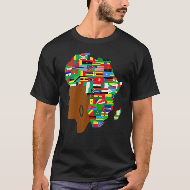 African Black Queen Map Of Africa Black History T-Shirt (Vorderseite)