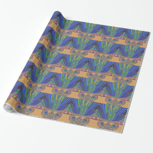 African Blue Lila Decoration Art Design Print Geschenkpapier