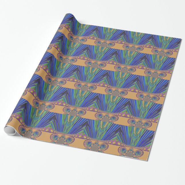 African Blue Lila Decoration Art Design Print Geschenkpapier (Ungerollt)