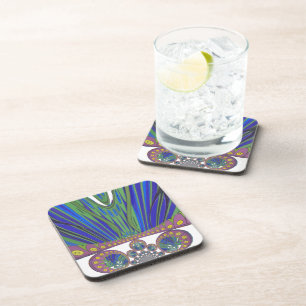 African Blue Lila Decoration Art Design Print Getränkeuntersetzer