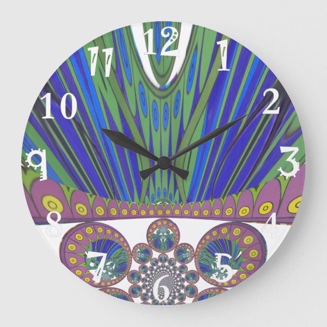African Blue Lila Decoration Art Design Print Große Wanduhr (Vorderseite)