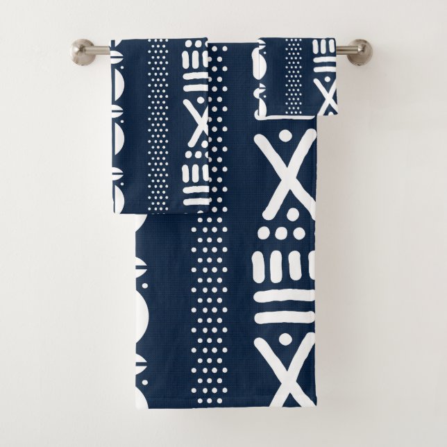 African Blue Mud Tuch Inspiriert Handtuch Set (Insitu)