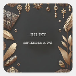 African Brown Traditional Nigeria Brautparty Quadratischer Aufkleber